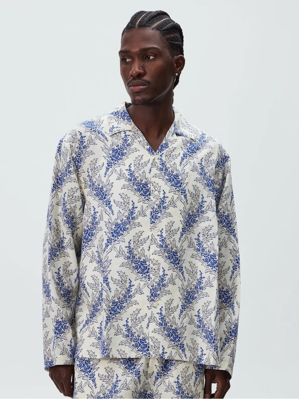 Kith Mens Cupro Linen Long Sleeve Adonis Shirt Cyclone Size Large Floral